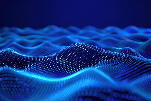 Digital network interconnected nodes and lines, symbolizing the complexity, fluidity of AI models in data analysis. Dark background with glowing light effects connections between different points photo