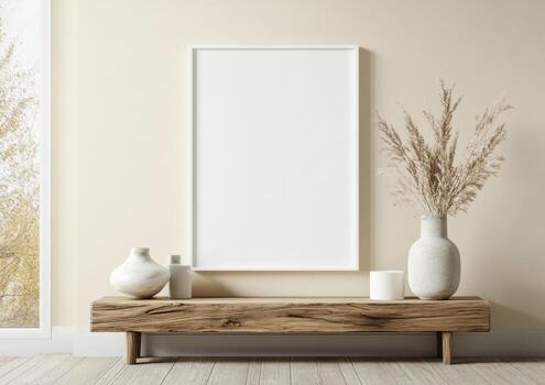 Blank empty cardstock sheet Invitation text, invitation mockup. Dry pampas, flowers, white desk. Flat lay, top view. Soft paper card floral mock up. Modern Minimal business brand template. A4 photo