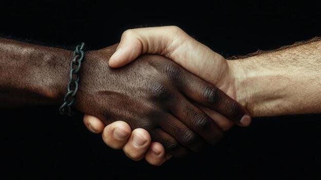 Close-Up of Diverse Hands Shaking Symbolizing Unity and Collaboration Across Cultures photo