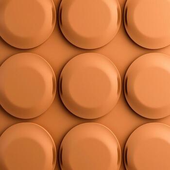 Round Terracotta Plates Arranged in a Pattern on a Soft Neutral Background photo