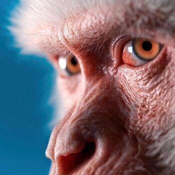 closeup of Curious Monkey Face with Detailed Features and Intense Gaze photo