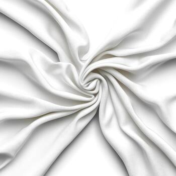 Elegant White Fabric Draped into Swirls Creating Soft, Fluid and Luxurious Texture photo