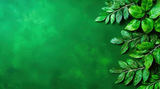 Fresh Green Leaves on Background with Vibrant Texture and Rich Color Palette photo