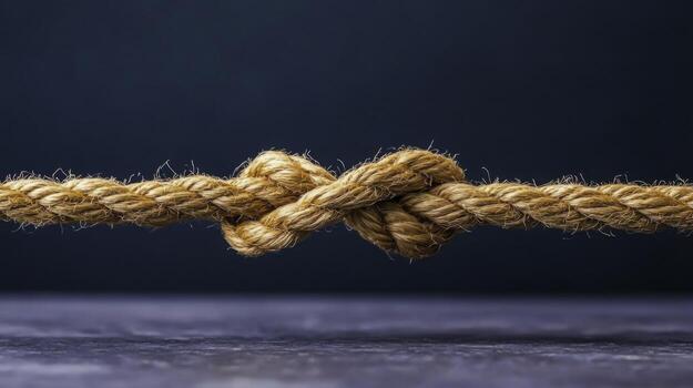 Close-Up View of a Knotted Rope Against a Dark Background Showing Strength and Connection photo