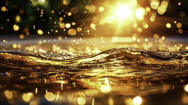 Sparkling Water with Sunlight Reflection Creating Magical Bokeh Effects in Nature photo