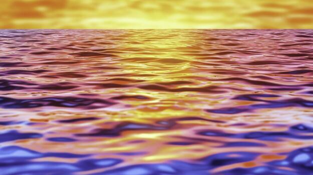 Vibrant Sunset Over Ocean Waves with Reflections and Colorful Sky at Dusk photo