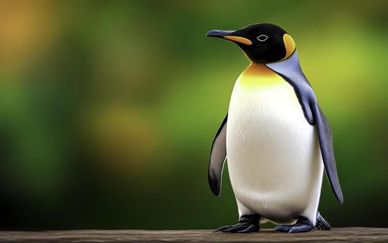 majestuoso emperador pingüino en natural antecedentes con suave bokeh efecto foto