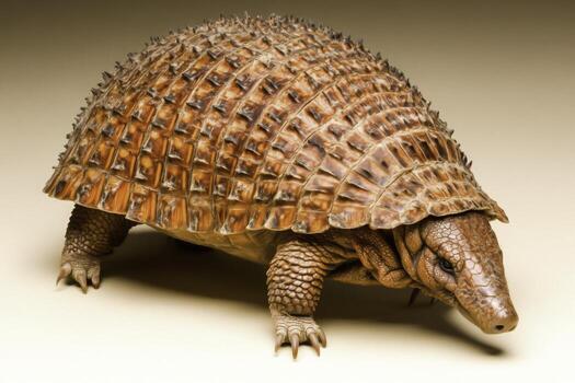 Unique Armored Turtle with Spiked Shell Displaying Natural Textures and Patterns photo