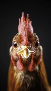 closeup Portrait of a Rooster with Vivid Colors and Intricate Feather Details photo