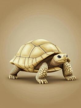 Realistic Illustration of a Mediterranean Tortoise on a Simple Brown Background photo