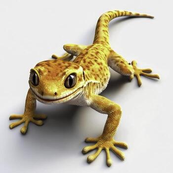 realista naranja geco con único patrones gateando en ligero antecedentes foto