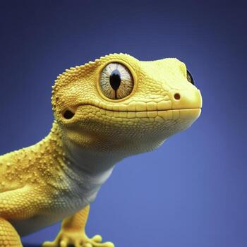 cautivador de cerca de un vibrante amarillo geco con único ojo modelo foto