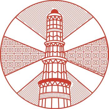 A line style illustration showing qutub minar vector