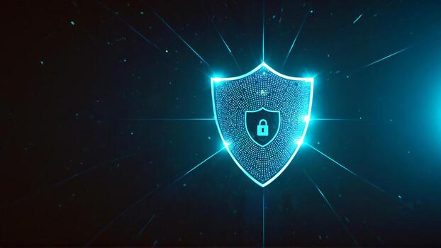 Secure your data with a glowing shield, representing cyber security and digital protection for your business, ensuring peace of mind and privacy online photo
