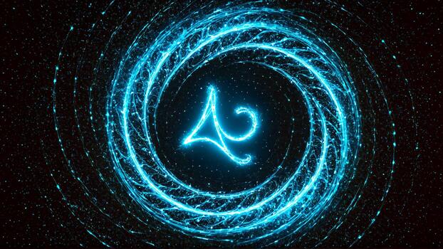 Intriguing celestial swirl with glowing symbol, use this modern cosmic design to capture attention and inspire wonder in your creative projects photo