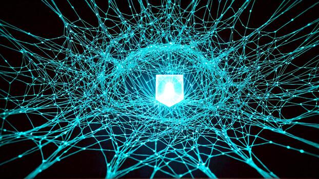 Experience the future of connectivity with this stunning digital network visualization, perfect for tech innovation and data science themes. photo