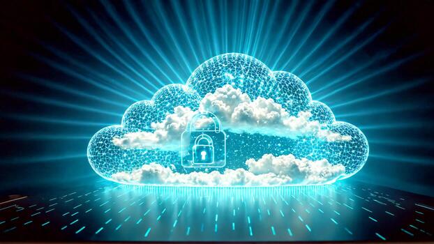 Secure your digital world with advanced cloud technology, safeguarding data with futuristic security and global connectivity photo