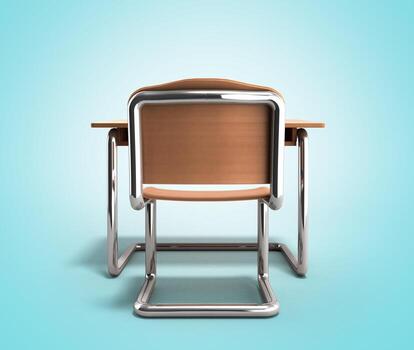 school desk and chair 3d render on gradient background photo