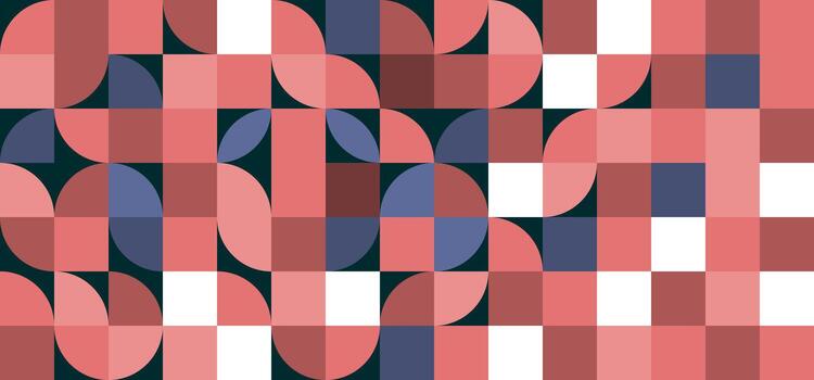 resumen antecedentes sin costura circulo y cuadrado con geométrico modelo verano en rojo pastel colores. ilustración para tu diseño. vector