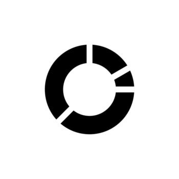 limpiar sólido gráfico tarta negro icono para móvil aplicación, web ui, y digital analítica vector