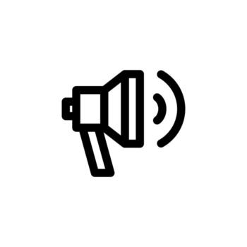 línea altavoz icono Delgado contorno sonido símbolo para audio y controlar interfaz vector