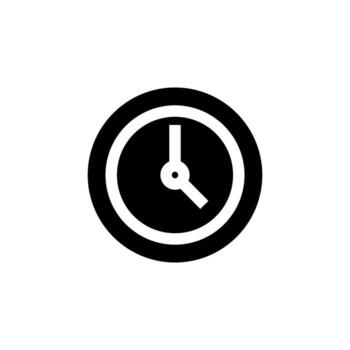 Modern Solid Clock Glyph Icon for Mobile, Web, and Office Interface vector
