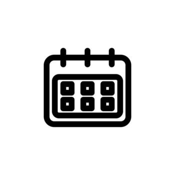 Minimal Line Calendar Black Outline Icon for Schedule, Event, and Task Planning vector