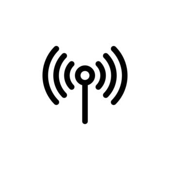 Simple Line Signal Thin Black Icon for Streaming, Telecom, and Connection Interface vector
