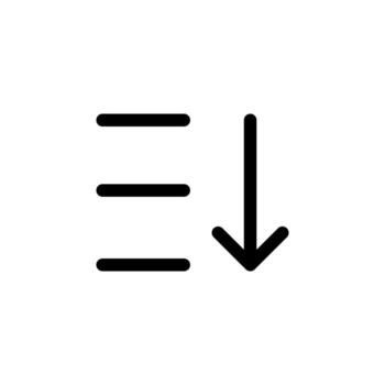 Simple Line Sort Descending Black Thin Icon for Organize, Management, and Interface vector