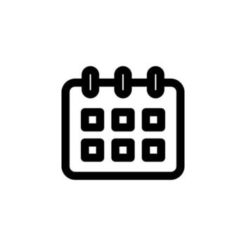 línea calendario icono Delgado contorno fecha planificador para web ui, móvil, y tablero vector