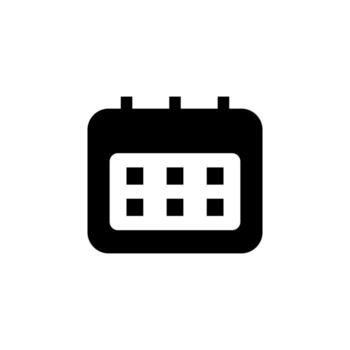 Clean Solid Calendar Black Icon for Mobile App, Web UI, and Office Dashboard vector