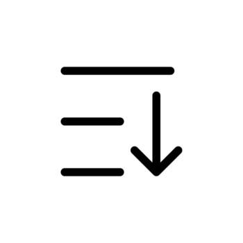Clean Line Sort Descending Thin Glyph Icon for Content, Rank, and Workflow Tools vector