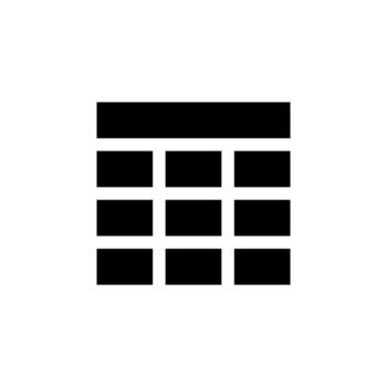 Solid Table Icon Black Glyph Grid for Data, Dashboard, and Spreadsheet Tools vector