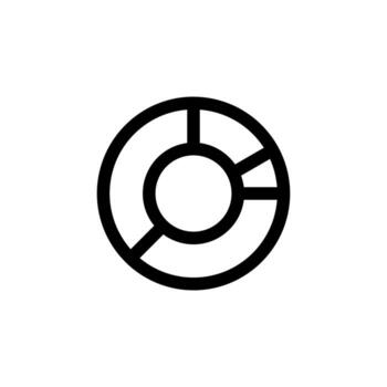 Clean Line Chart Pie Thin Glyph Icon for Report, Ratio, and Data Visualization vector