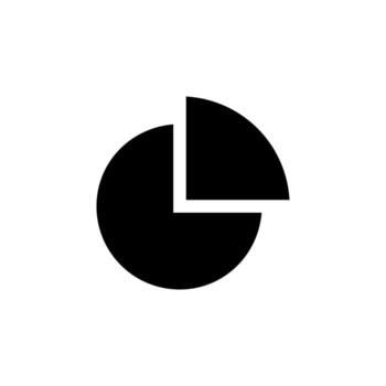 sólido gráfico tarta icono negro glifo analítica para datos, informe, y tablero vector