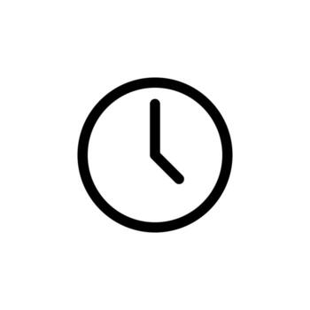 Minimal Line Clock Black Outline Icon for Schedule and Productivity Tools vector