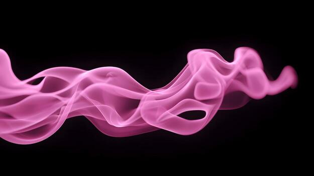 Flowing abstract pink smoke on dark background photo