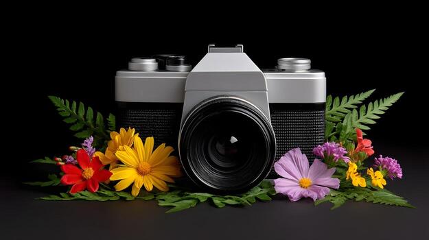 Antique with wildflowers blooming from its visual metaphor. photo