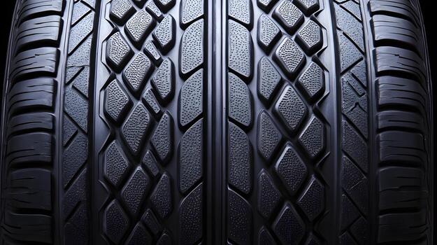 Close-up View of New Tire Tread Pattern Showcasing Safety and Performance photo