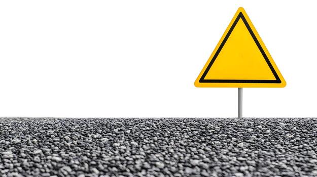 Textured Speed Bump Warning Sign Isolate on White Background photo