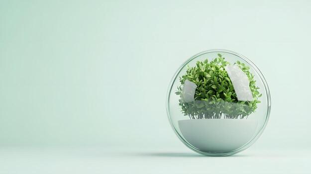 Floating Abstract Globe with Growing Green Vines,Soft Aesthetic 3D photo
