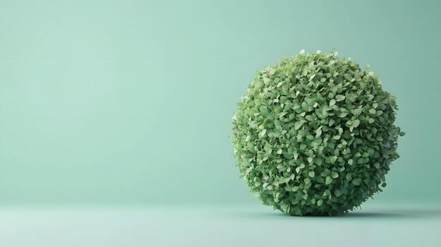 Floating Abstract Green Botanical Globe with Lush Vines in Soft Aesthetic 3D photo
