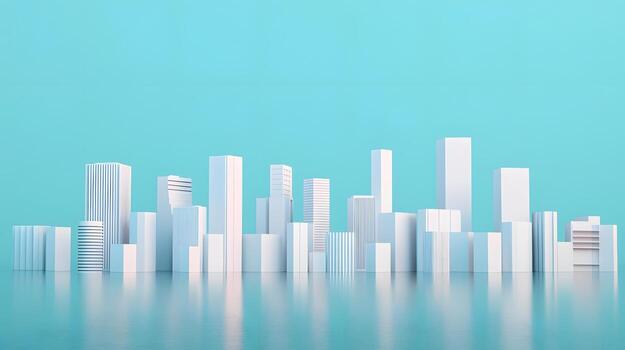 futurista flotante ciudad bloques - limpiar arquitectónico horizonte en 3d foto