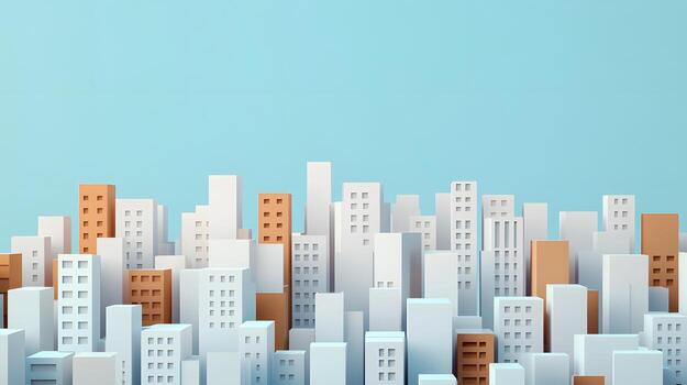 Futuristic Floating City Blocks with Clean Architectural Lines and Minimalist Digital photo