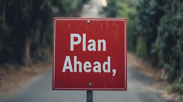 Reflective Road Sign Symbolizing Foresight and Preparedness for Business Strategy photo