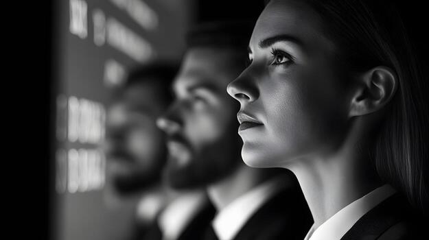 Team Reviewing Performance Metrics on Digital Screen for Data-Driven Insights photo