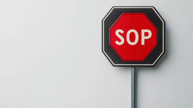 Octagonal Stop Sign Overlaid with Red Traffic Light,Emphasizing Caution and Safety Awareness photo