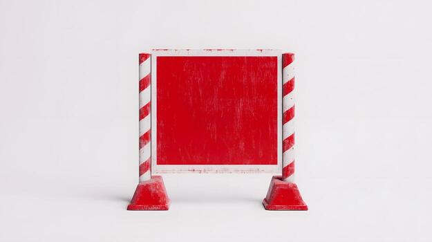 No Entry Warning Sign with Barrier Gate on Isolated White Background photo