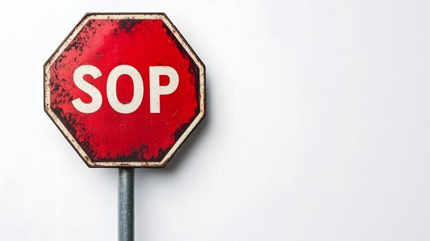 Red Stop Sign Overlay with Traffic Light,Emphasizing Caution on White Background photo
