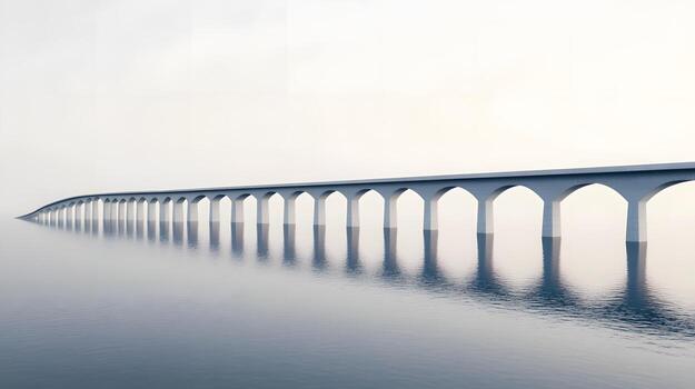 Symbolic Bridge Road Reflecting on Serene Waters,Isolated on White Background photo